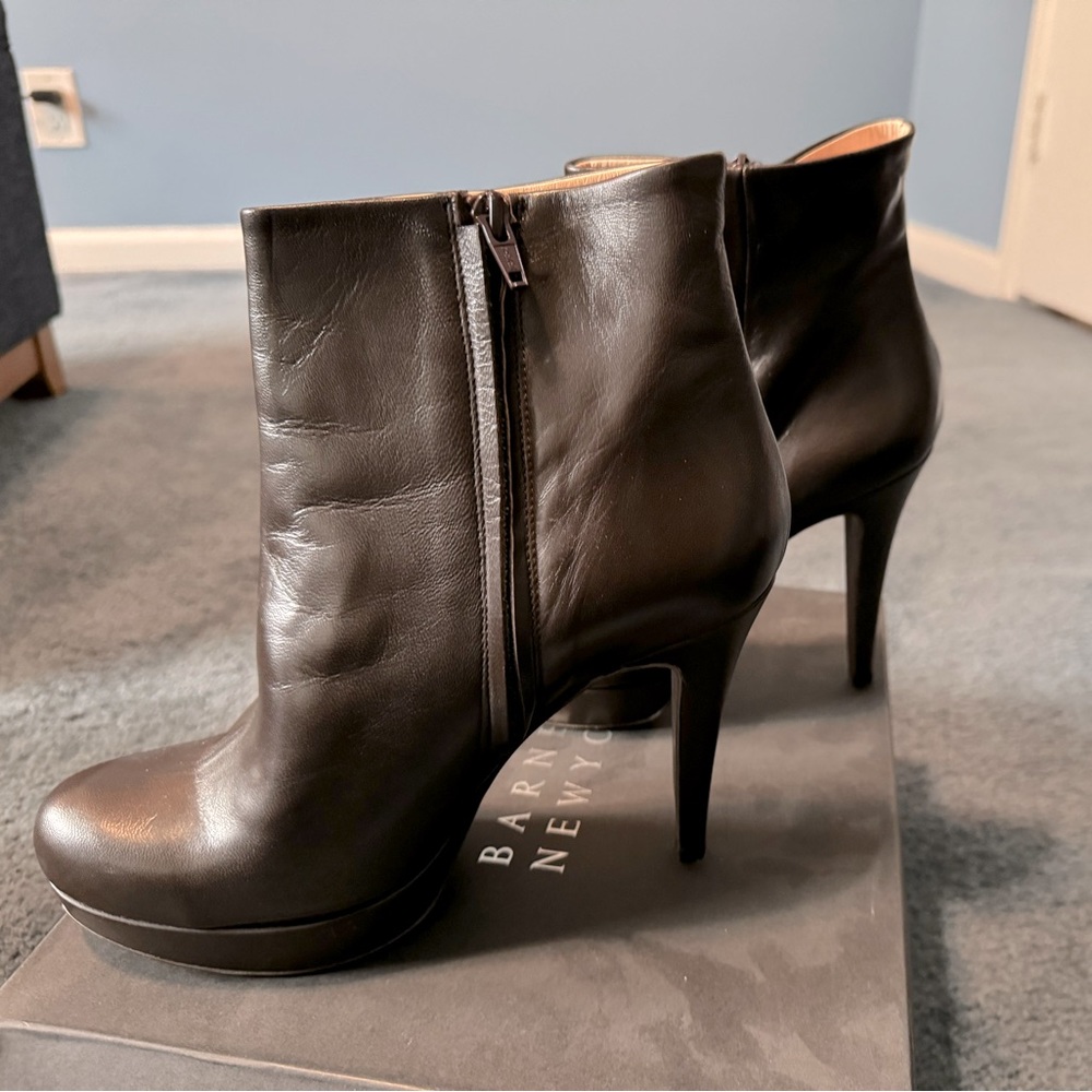 Barneys Leather Booties Black Size 9